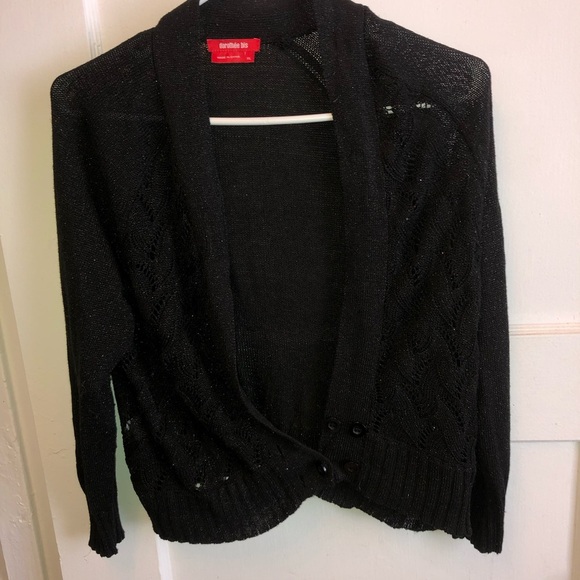 Charlotte Russe Black Cardigan Sweater- a little sparkle and this is a cute days - Picture 1 of 9